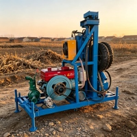 Machine de forage rotative portable à moteur diesel, mini, sur roues, pour puits d'eau, profondeur 200m, pour équipement de forage