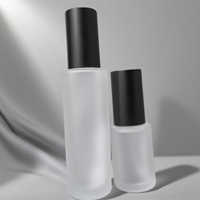 Flacon de luxe en verre dépoli cylindrique avec pompe, vaporisateur de brume fine, pour crème, diffuseur à bâtonnets, sérigraphié, pour sérum de soin de la peau