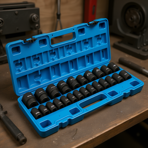 Jeu de douilles à chocs 1/2 pouce, métriques 10mm-36mm, en acier au chrome-vanadium, finition oxyde noir, qualité industrielle - Product Image 2