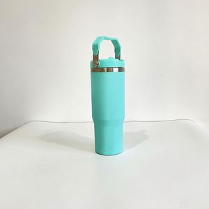 Matte Sublimation 30Oz Flip Straw Tumbler Gym Sport Car Travel Vacuum Insulated Water <b>Bottle</b> With Screw Handle Lid - Product Image 3