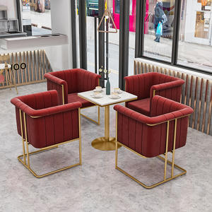 Ghế nhung màu tùy chỉnh với bàn đá cẩm thạch đặt chân kim loại vàng thiết kế hiện đại cho nhà hàng ăn uống cà phê đàm phán - Product Image 4