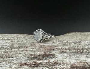 แหวนมูนสโตนวินเทจ925เงินสเตอร์ลิงแหวนหมั้นแต่งงานตั้งค่าหนามเตยสำหรับทุกเพศขนาด5ถึง10 - Product Image 4