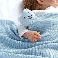 Couverture Bébé Solide en Peluche Douce Ours, Doudou de Sécurité pour Nouveau-nés et Nourrissons Garçons Filles, Couverture Tricotée Confortable