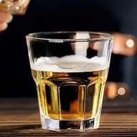 Verre octogonal en verre trempé, vente en gros fabricant, verre à bière de bar, verre à eau renforcé, verre à liqueur, anti-chute