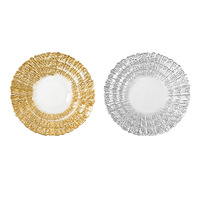Assiettes de présentation modernes personnalisées en verre et cristal plaqué or pour la vente en gros