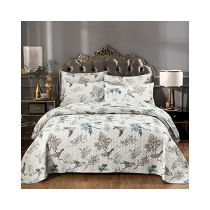 Luxury Bedroom Set for home Hotel bedspread Printed Flora Bedspread Set double bedspreads