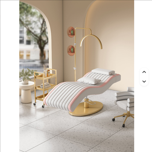 Ensemble de fauteuils de salon populaires pour extensions de cils, table de massage facial moderne en acier inoxydable, réglable pour spa et soins des cils - Product Image 3
