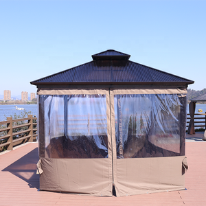 Tenda a baldacchino impermeabile da esterno con telaio motorizzato, superficie in tessuto, tetto a vela, gazebo romano 3x3M, <span class=keywords><strong>mobili</strong></span> in alluminio moderni - Product Image 4