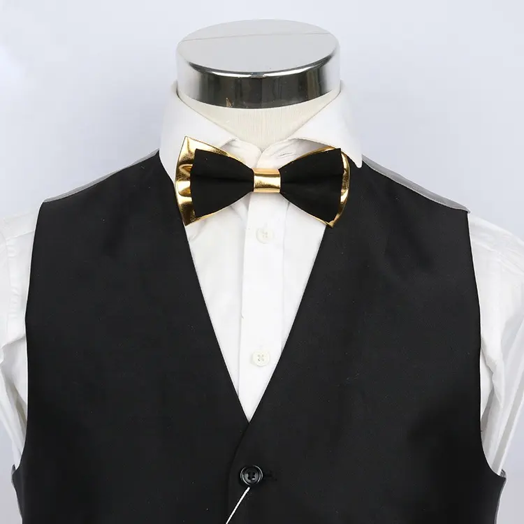 Wedding party Gold PU leather with colorful suede fabric bow tie