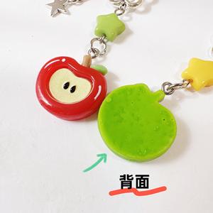 Llavero de Manzana Verde y Roja Navideña, Joyería de Frutas, Cadena para Teléfono Móvil, Decoración para Bolsos, Adornos Colgantes para Libros - Product Image 6