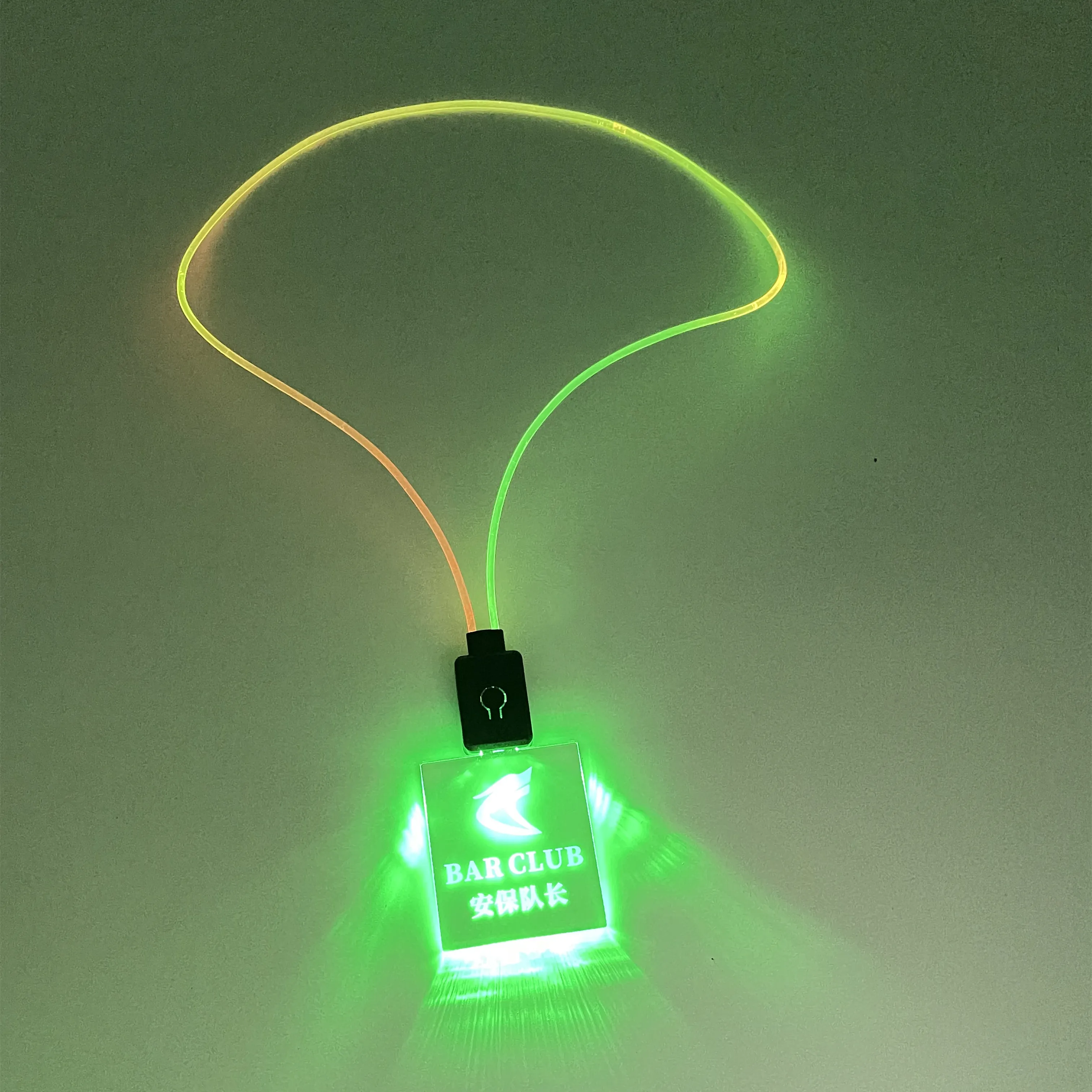 Customized USB Rechargeable Glow In The Night Light Up Necklace LED Lanyards For Club Party