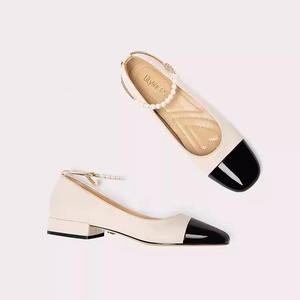 <span class=keywords><strong>Scarpe</strong></span> basse da balletto Beige chiaro di nuovo stile <span class=keywords><strong>con</strong></span> lacci di perle e <span class=keywords><strong>scarpe</strong></span> singole Mary Jane stile balletto di <span class=keywords><strong>scarpe</strong></span> firmate - Product Image 2