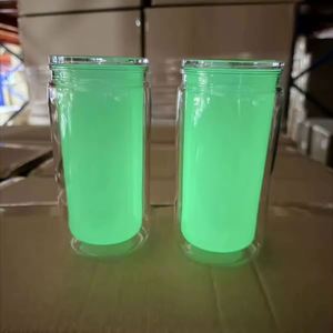 2026 Glow in the Dark 16oz <b>Double</b> <b>Wall</b> Snow Globe Tumbler Bottom Pre-Drilled With Lid & Straw Leakproof Cup - Product Image 1