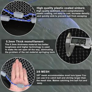 美国钓鱼铸网1/2英寸目尺寸诱饵虾陷阱鱼重型沉降片扔网 - Product Image 3