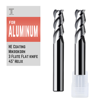 Fraise à queue en carbure de tungstène pour aluminium, 3 dents, coupe plate, outil de fraisage CNC