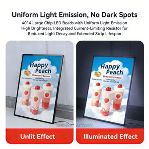 Boîte lumineuse LED de table – Enseigne <span class=keywords><strong>publicitaire</strong></span> éclairée ultra-mince avec cadre en alliage d'aluminium et verre trempé décoratif pour les salons de thé (bubble tea) - Product Image 6