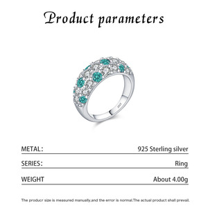 S925 Sterling Silver <b>Cluster</b> Ring With Round Brilliant Cut <b>Crystal</b> Rhinestones Pave Setting Women's Classic Everyday Wear Band - Product Image 2