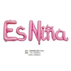 Vente en gros de ballons en aluminium pour décoration de fête avec lettres espagnoles Nina garçon fille papa <span class=keywords><strong>maman</strong></span> HBD - Product Image 6