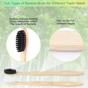 Vente en gros de brosses à dents en bois naturel biodégradable et recyclable avec logo personnalisé, poils doux pour adultes, pour usage domestique - Product Image 2