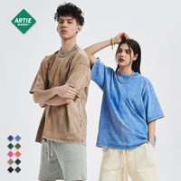 Kaos Batik Vintage Acid Wash Klasik 250gsm Lengan Pendek Unisex 100% Katun ARTIEMASTER Kustomisasi Terbaru 2023 Grosir