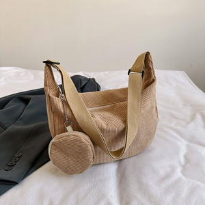 Sac à bandoulière femme personnalisé hiver fermeture éclair épaule sacs de messager velours côtelé femmes sac à bandoulière avec Mini poche - Product Image 6