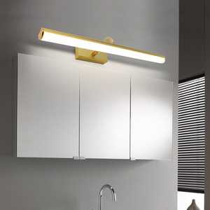โคมไฟติดผนังอะลูมิเนียมสีทองทันสมัย ไฟ LED สำหรับห้องน้ำ ควบคุมการสัมผัส ปรับความสว่างได้ แสงสีขาวอบอุ่น 3500K รูปทรงสี่เหลี่ยมผืนผ้า - Product Image 4