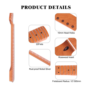 Assado Bege Satin Finish TL <span class=keywords><strong>Guitar</strong></span> Pescoço 12 \ "Raio com 10 mm buracos e 22 trastes instrumentos de cordas Parte & acessório - Product Image 2