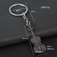 Porte-clés Violon Créatif en Alliage Plaqué Or, Pendentif Musical 3D Rétro en Métal Guitare Violon, Bijou de Voiture pour Couple