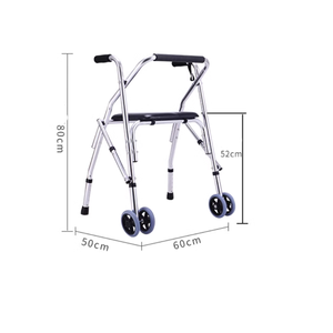 Déambulateur à roulettes avec siège en alliage d'aluminium de qualité médicale, capacité de 300 kg, hauteur réglable - Product Image 6