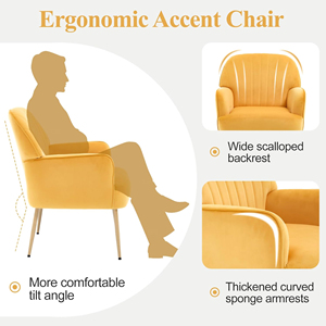 Velvet Accent <b>Chair</b> Modern Upholstered Living Room <b>Chair</b> Single Sofa Armchair <b>Comfy</b> Barrel <b>Chair</b> - Product Image 4
