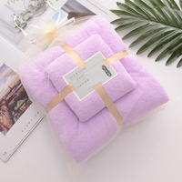Juego de Toallas de Microfibra de Felpa de Coral en Caja de Regalo, Alta Densidad, Absorbentes, Juego de Baño de 3 Piezas, para Empresas, Hoteles de Lujo, Hogar, Venta al por Mayor, Suaves