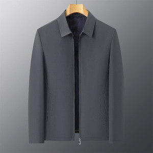 Veste <span class=keywords><strong>Mature</strong></span> à Double Poche Zippée pour Homme, Col Revers Décontracté, Manches Longues, Couleur Unie, Style Affaires et Gentleman, Printemps 2025 - Product Image 4