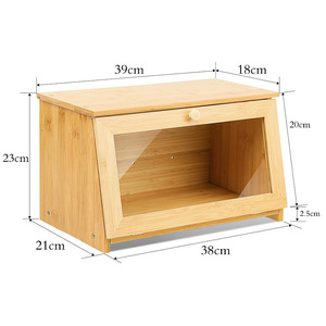 Boîte à pain en bambou avec porte transparente pour l'organisation du pain et des pâtisseries dans la cuisine - Product Image 3