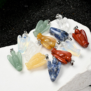 Оптовая продажа 1 дюйм натуральный смешанный драгоценный камень кристалл унисекс камень рождения Ангел богиня резьба ожерелье кулон для подарка - Product Image 6