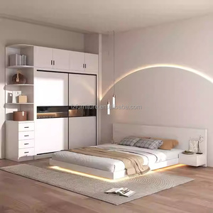 Affordable High Quality Modern Apartment Bedroom Furniture <b>Sets</b> with Floating Bed Nightstands Wardrobe & Vanity <b>Desk</b> - Product Image 4