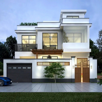Villa modulaire luxueuse et moderne en conteneurs avec terrasse sur le toit, style resort élégant, maison préfabriquée de luxe