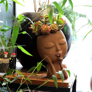 <span class=keywords><strong>Maceta</strong></span> con cabeza de chica linda, <span class=keywords><strong>busto</strong></span> de resina, estatua, <span class=keywords><strong>maceta</strong></span> de cara, florero de arte decorativo para plantas de interior y exterior, macetas de jardín femeninas con agujero - Product Image 2