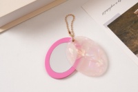 Miroir de poche ovale portable en acétate écaille de tortue avec logo personnalisé, idéal pour les voyages et les cadeaux (vente en gros)