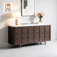 Armoire de rangement moderne en bois massif de luxe italien, plateau en marbre, pieds en métal, haut de gamme, personnalisable, 4 tiroirs pour salon