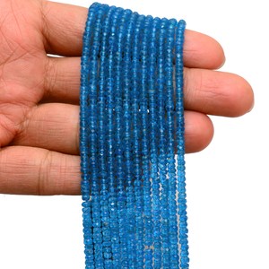 AAA + apatita de neón 3mm-3,5mm cuentas de piedras preciosas facetadas Rondelle cuentas de piedras preciosas semipreciosas de apatita azul Natural para la fabricación de joyas - Product Image 4