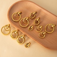 Boucles d'oreilles clous vintage en acier inoxydable robuste, style européen et américain, haut de gamme, plaqué or 18 carats, vente en gros