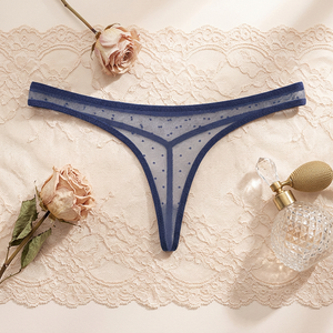 Culottes string en résille à pois pour femmes, couleur unie, ultra fines, taille basse, sous-vêtements transparents, lingerie sexy pour femmes, vente en gros - Product Image 3
