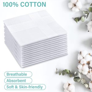 Bulk Groothandel 40*40Cm Hoge Kwaliteit 100% Katoen Mannen Witte Zakdoeken Grote Klassieke Zakdoeken Met Strepen Voor Dagelijks Gebruik Cadeau - Product Image 3