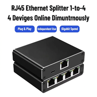 Splitter Ethernet Gigabit 1000Mbps 1 ke 4 Hub Aktif RJ45 Online Simultan dengan Port Daya USB-C Splitter Jaringan Aluminium