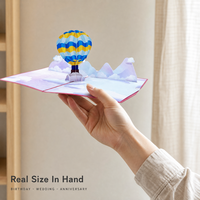 Cartes de vœux personnalisées 3D créatives faites à la main en papier recyclable, impression UV, vernissage mat, taille personnalisée, montgolfière