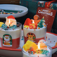 Set Hadiah Natal Lilin Aroma Kedelai dalam Gelas Silinder, Lilin Semi-Handmade, Aroma Natal, Dekorasi Tengah Meja