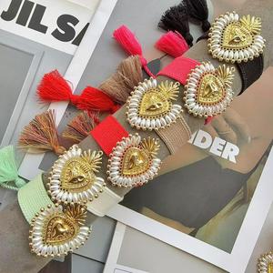 Lovely Heart/<span class=keywords><strong>Dios</strong></span>/Fe Pulseras tejidas de tela Miyuki Seed Bead Heart Bracelet Venta al por mayor Gold Heart Bracelet Ajustable - Product Image 6