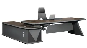 Высокотехнологичный роскошный офисный стол большого размера с L-образным деревянным шпоном для руководителя MFC