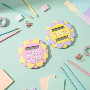 Calculatrice électronique en plastique en forme de tournesol à 8 chiffres pour enfants, alimentée par piles, aide à l'apprentissage - Product Image 2