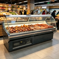 Comptoir réfrigéré à charnière avec panneau supérieur en mousse, en acier inoxydable, contrôle numérique de la température, pour boucherie et supermarché